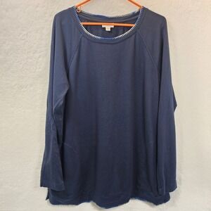J Jill Fit Womens Navy Blue Top Large Modal‎ Knit Basic Flowy Casual Athleisure